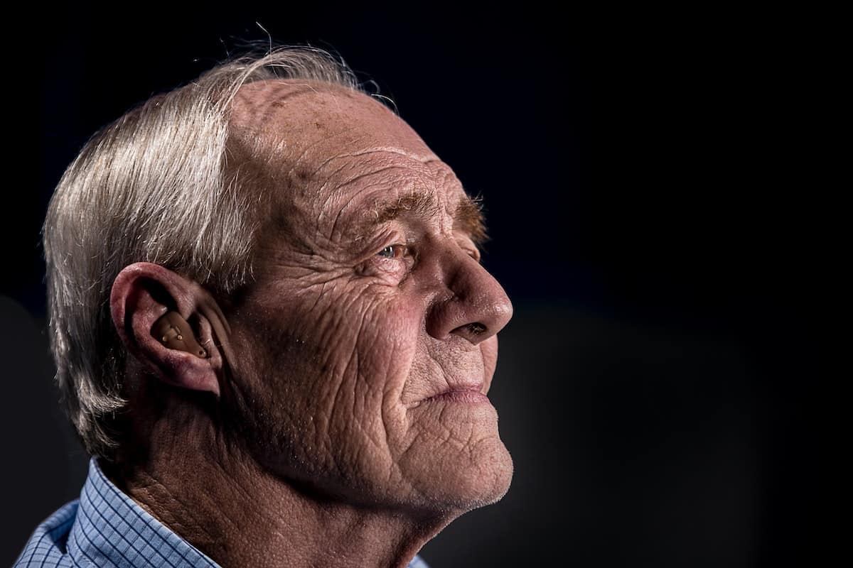 side view of senior mans face