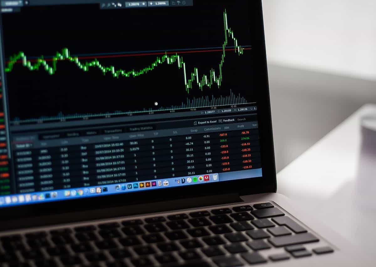 stock market chart on laptop screen