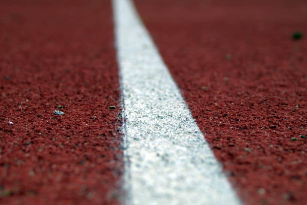 White line on track field